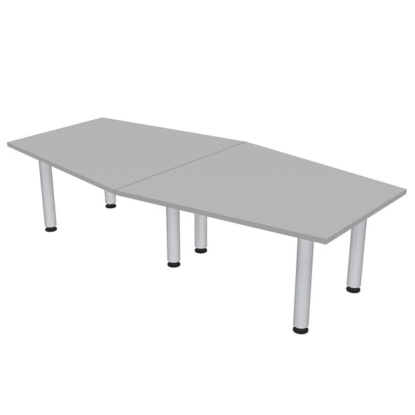 45 in W, 96 in L, 29 in H, Engineered Wood Top, Grey